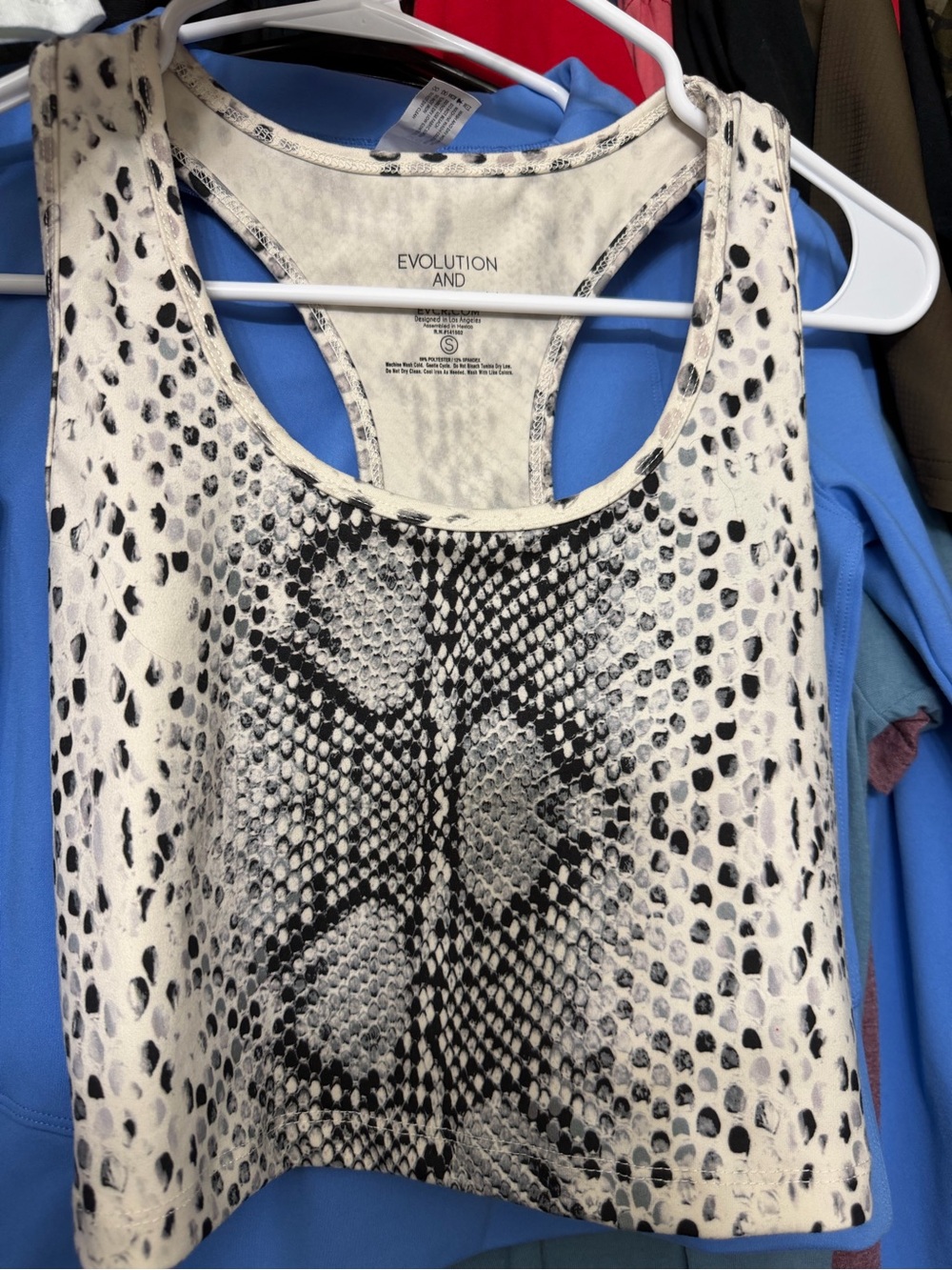 Women’s Black & White Snake-Print Racerback Tank